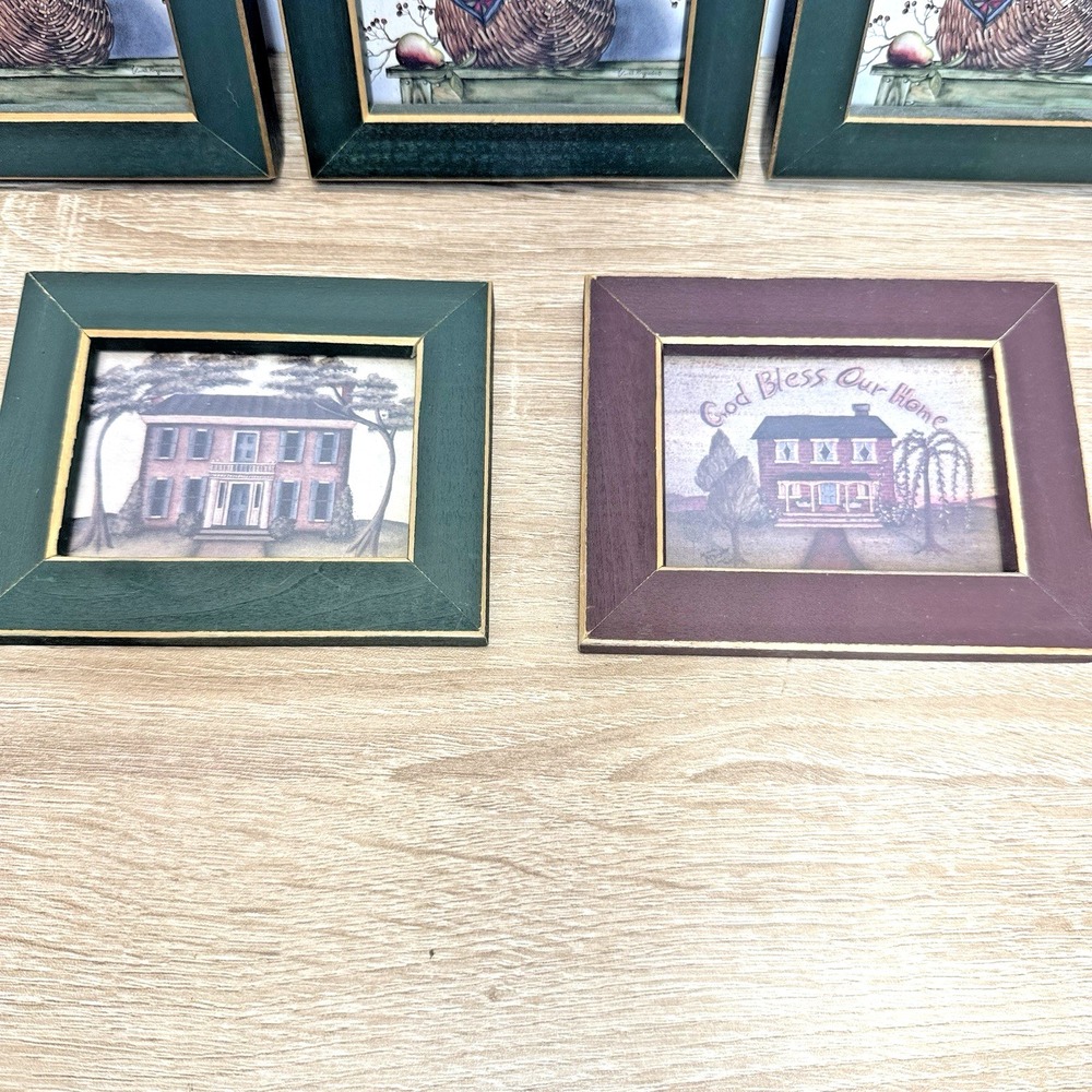 Greenacres Homespun Country Mini Framed Prints Lot 5 Fruit Colonial Houses - Picture 2 of 6